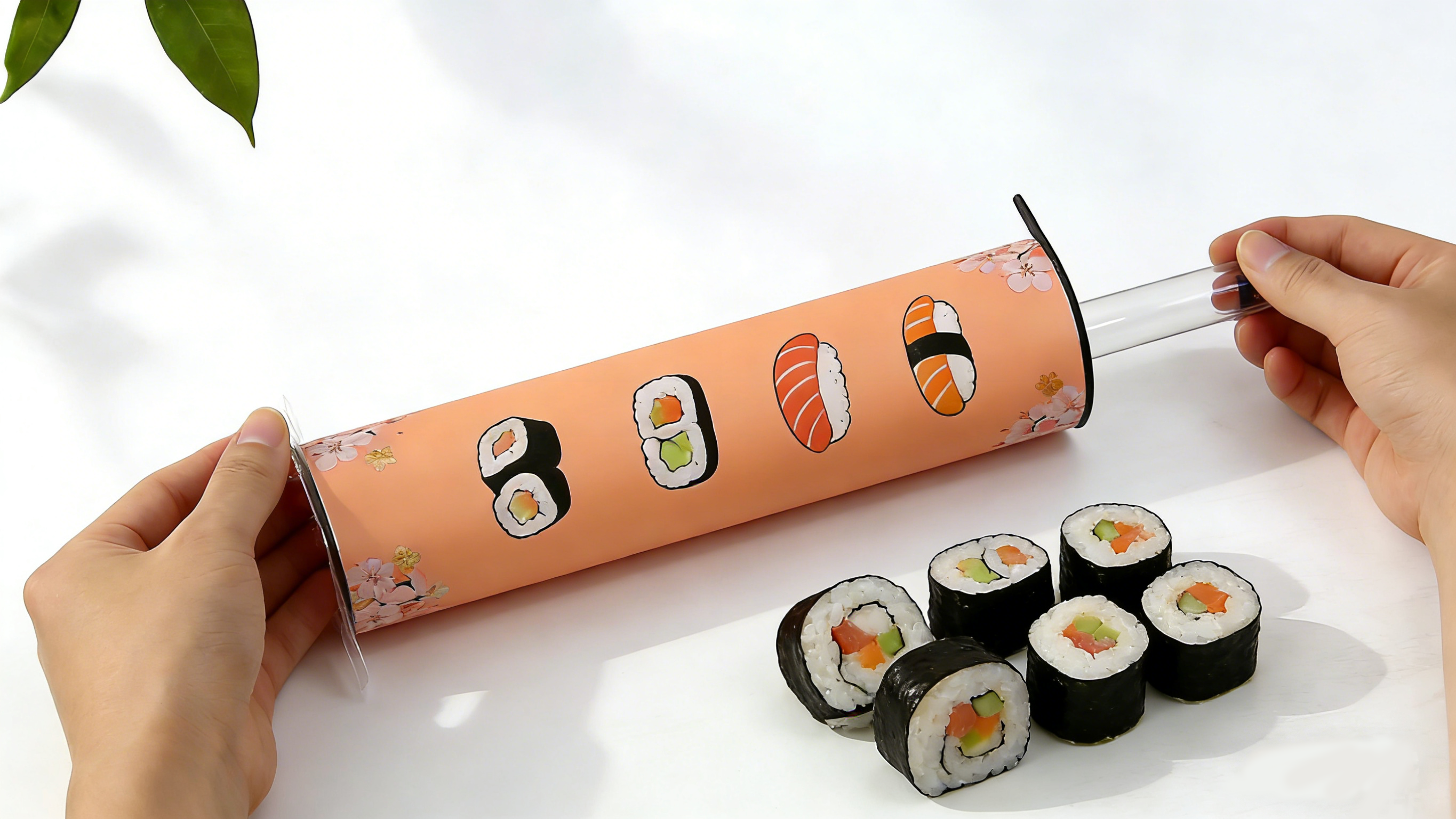 Envasado de tubo Push Pop de sushi para comida para llevar y entrega a domicilio